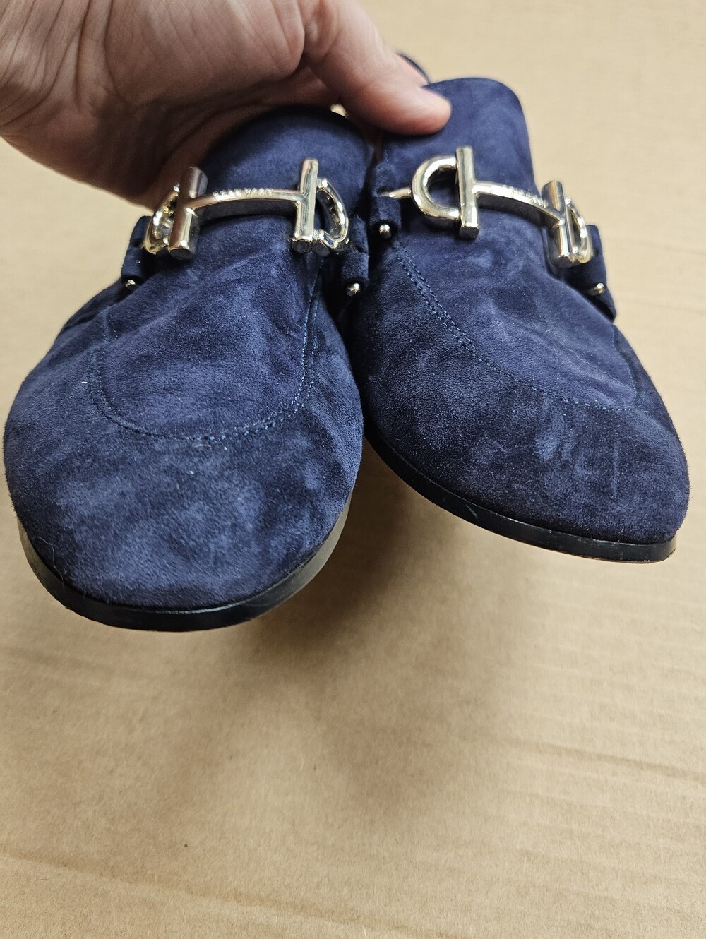 Cole Haan Navy Blue Suede Leather Horse Bit Loafers Size 7.5 - Picture 5 of 7